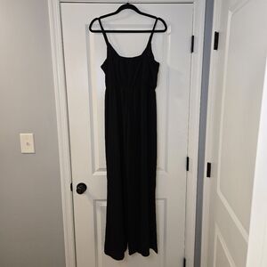 Lily Rose Black V Neck Jumpsuit With Cinch Waist Size L No Belt